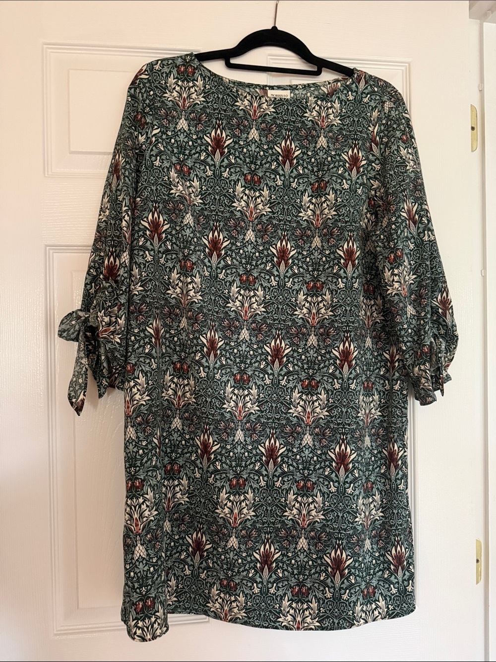 Morris & Co. x H&M Floral Print dress in Teal and Burgundy